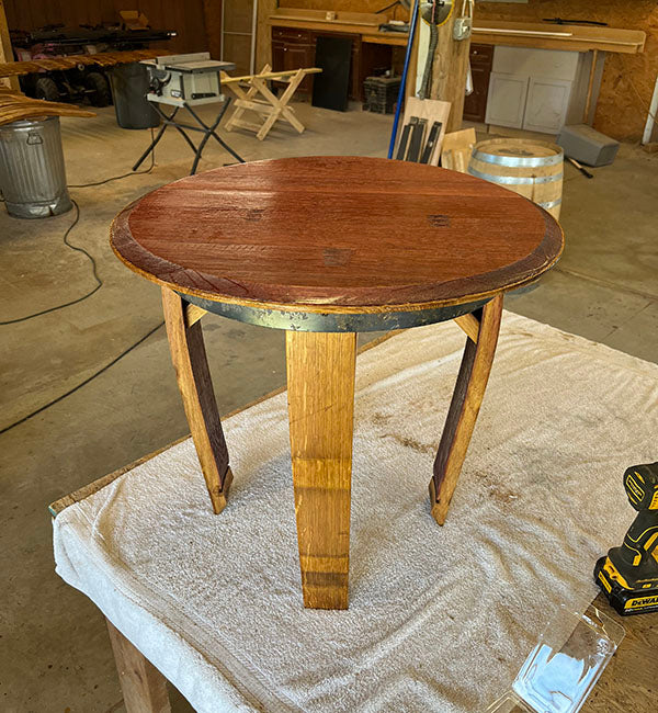 Handcrafted Bourbon Barrel Outdoor Side Table