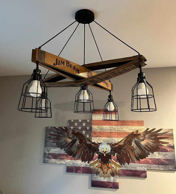 Handcrafted Bourbon Barrel 5-Light Chandelier