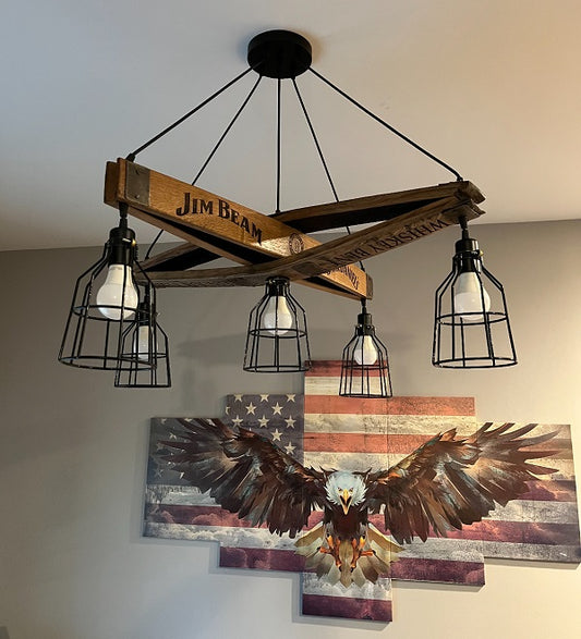 Handcrafted Bourbon Barrel 5-Light Chandelier
