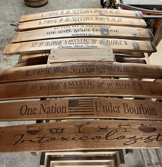 Handcrafted Bourbon Barrel Stave Signs