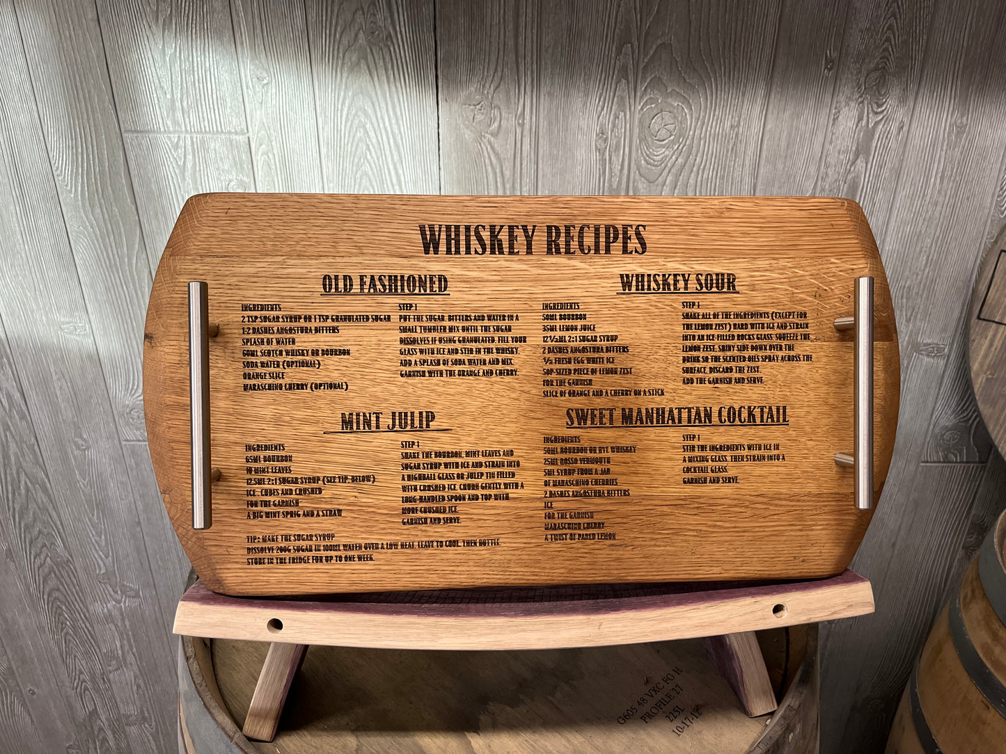 Handcrafted Bourbon Barrel Charcuterie Boards