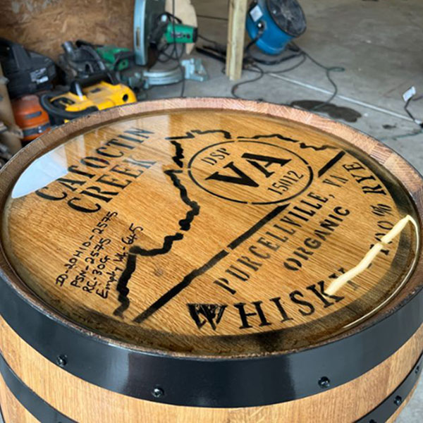 Custom Handcrafted Full Bourbon Barrel Bar with LED Lighting & Locking Storage