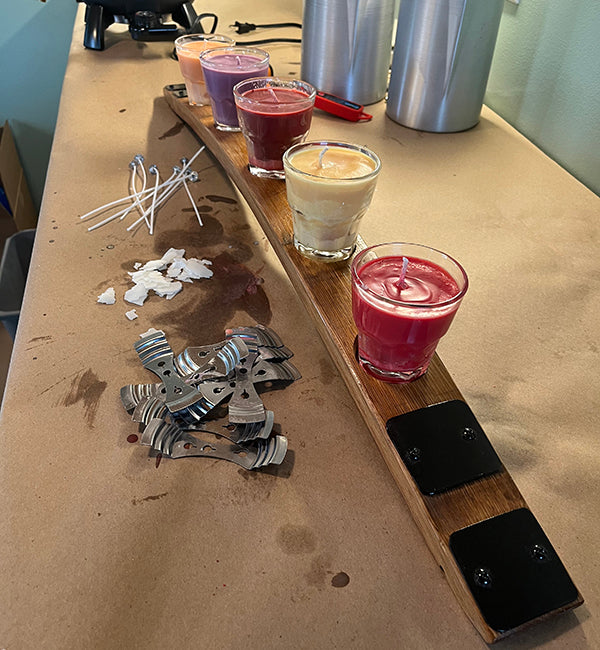 Handcrafted Bourbon Barrel Stave Candle Arbor