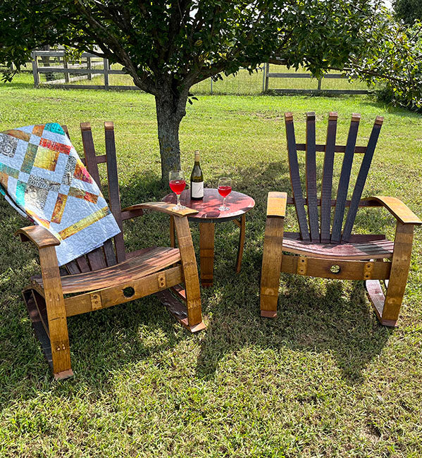 Handcrafted Bourbon Barrel Outdoor Rocking Chair