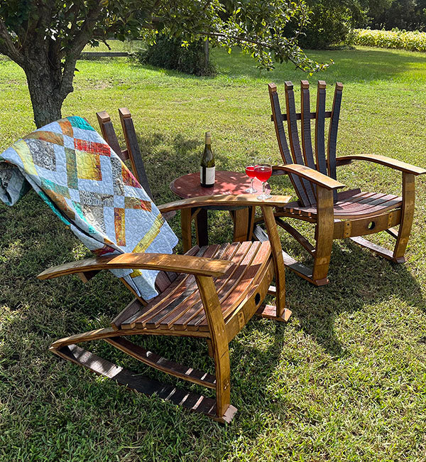 Handcrafted Bourbon Barrel Outdoor Rocking Chair