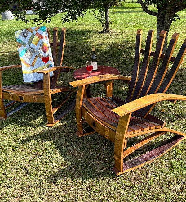 Handcrafted Bourbon Barrel Outdoor Rocking Chair