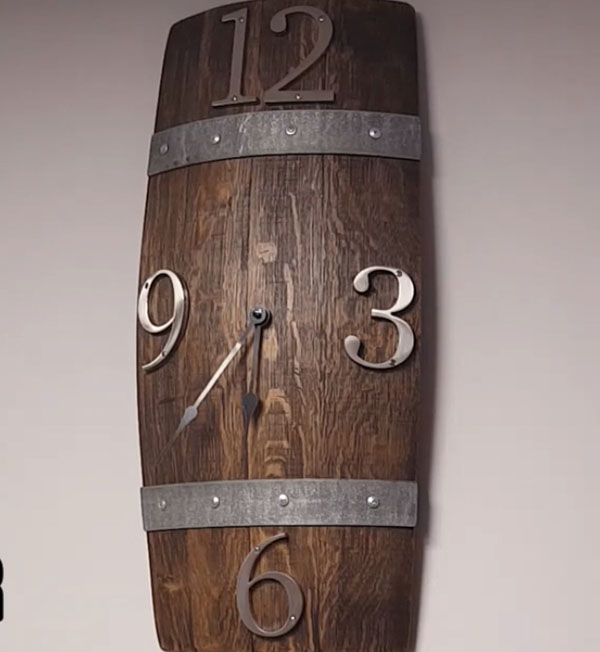 Handcrafted Bourbon Barrel Wall Clock