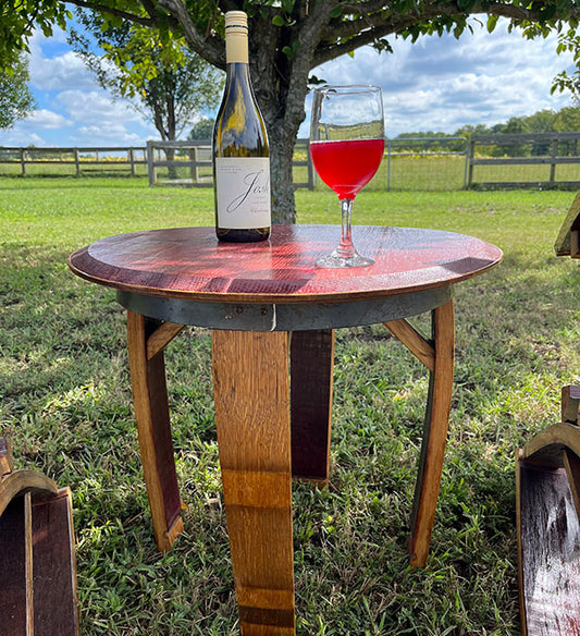 Handcrafted Bourbon Barrel Outdoor Side Table