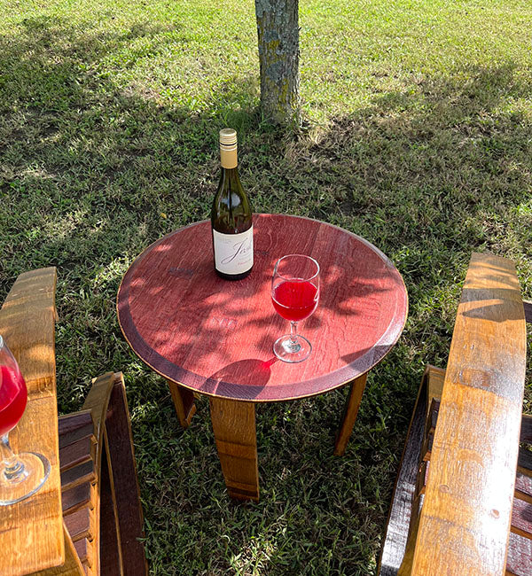 Handcrafted Bourbon Barrel Outdoor Side Table