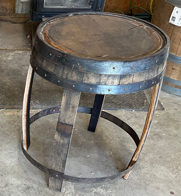 Handcrafted Bourbon Barrel Side Table