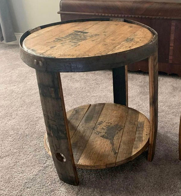 Handcrafted Bourbon Barrel Side Table